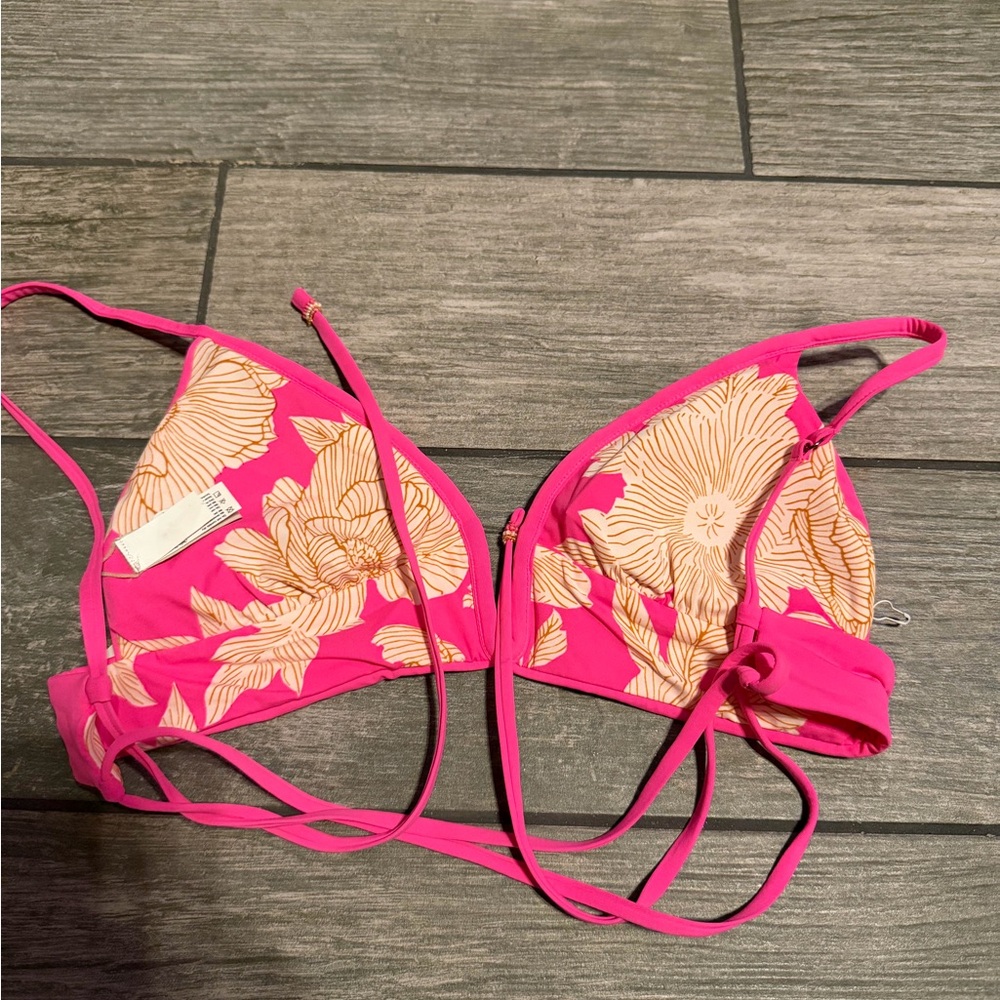 Maaji Radiant Pink Parade Long Line Triangle Bikini Top - Picture 3 of 4